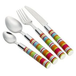 Flamefield Stripe 16 Piece Stainless Steel Cutlery Set