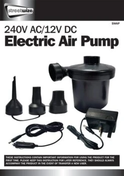 Streetwize Electric Air Pump 240/12 Volt SWAP 9 Streetwize Electric Air Pump 240/12 Volt SWAP -Camping Essentials Shop image 3 1